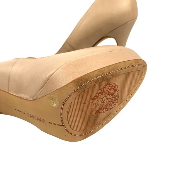 VINCE CAMUTO Niomi Tan Leather Round‎ Toe Platform Stilettos - Picture 8 of 10